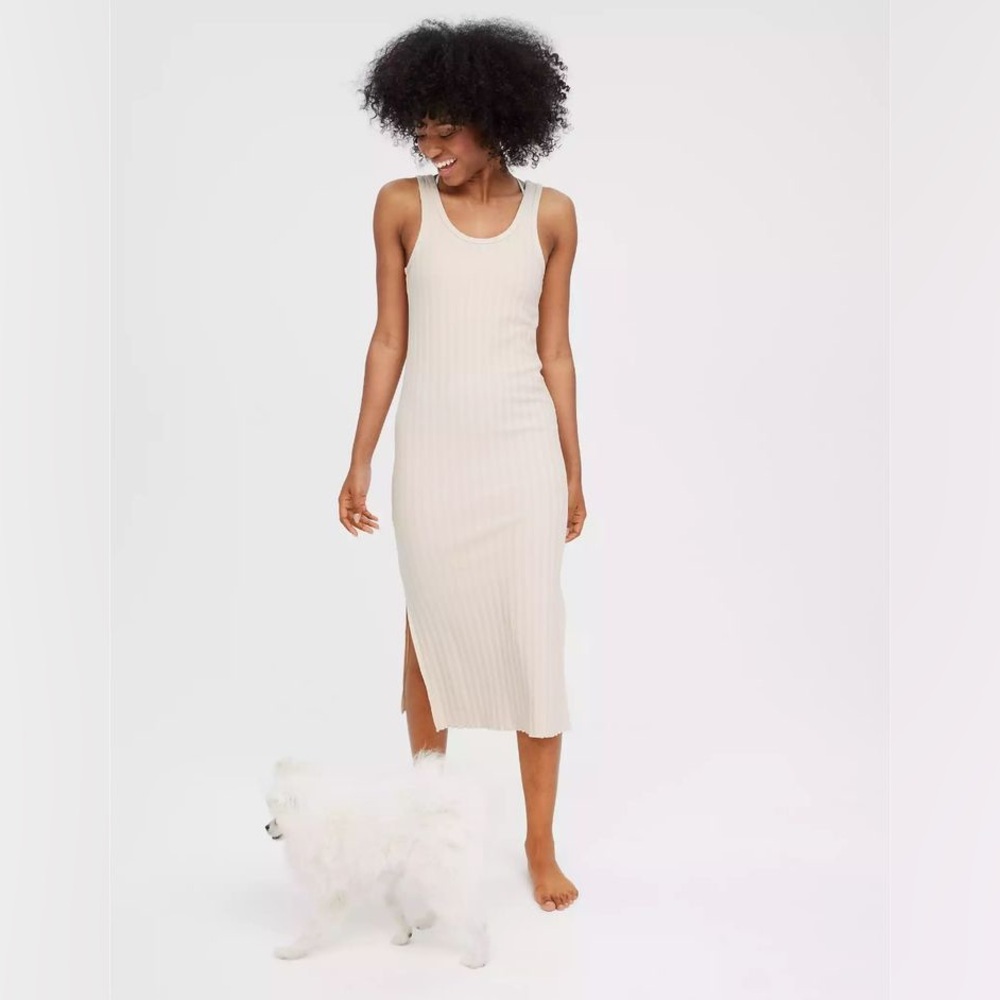 OFFLINE By Aerie OG Groove Midi Dress Oat Medium